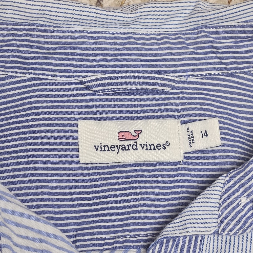 Vineyard Vines Women's Striped Button Down Shirt Blue and White Size M Nautical - Picture 3 of 7